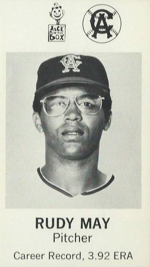 1969 Jack in the Box California Angels Rudy May # Baseball Card