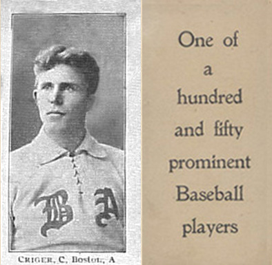 1903 Breisch-Williams (Type 1) !  Criger, C., Boston, A #26 Baseball Card