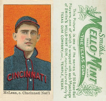 1910 Mello-Mint McLean, c. Cincinnati Nat'l # Baseball Card