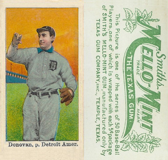 1910 Mello-Mint Donovan, p. Detroit Amer. # Baseball Card