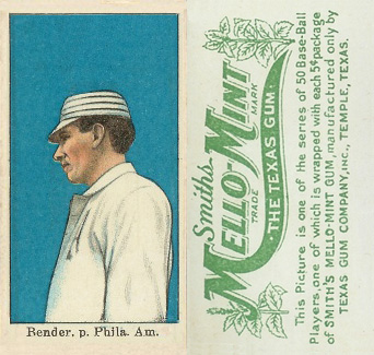 1910 Mello-Mint Bender, p. Phila. Amer. # Baseball Card