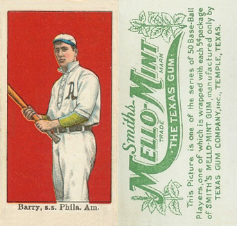 1910 Mello-Mint Barry, s.s. Phila. Am. # Baseball Card