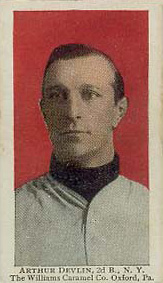 1910 Williams Caramel Arthur Devlin, 2nd B., N.Y. # Baseball Card