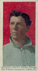 1910 Williams Caramel Mordecai Brown, Pitcher, Chicago # Baseball Card