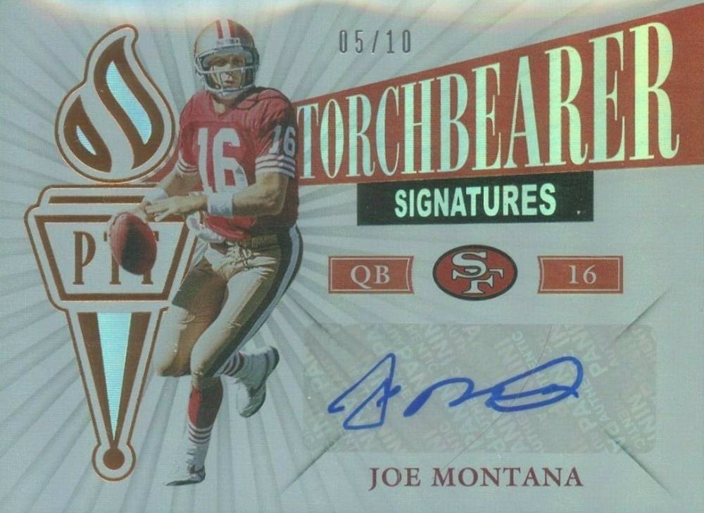 2019 Panini Passing the Torch Torchbearer Signatures Joe Montana #TS-13 Football Card