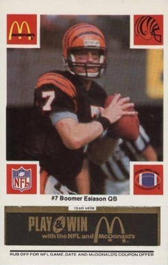 1986 McDonald's Bengals Boomer Esiason #7 Football Card