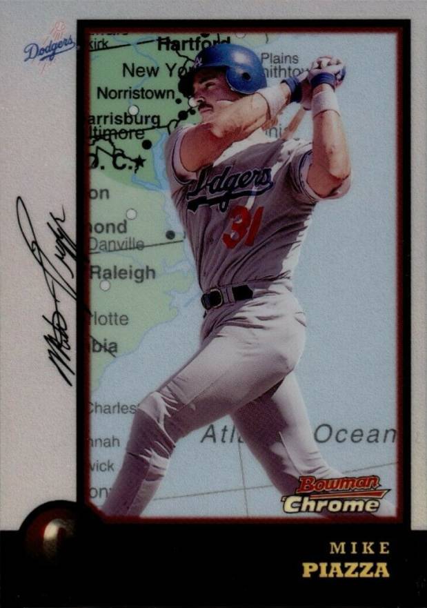 1998 Bowman Chrome International Mike Piazza #18 Baseball Card
