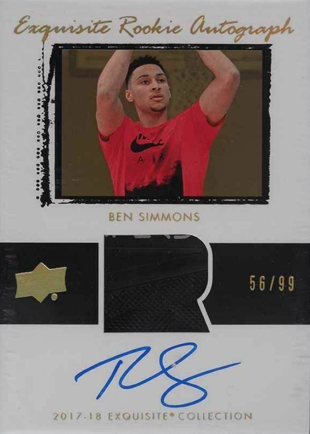2018 Upper Deck Exquisite Collection 03-04 Rookie Tribute Patch Autograph Ben Simmons #03T-BS Basketball Card
