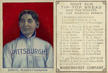 1910 Tip Top Bread Mike Simon # Baseball Card