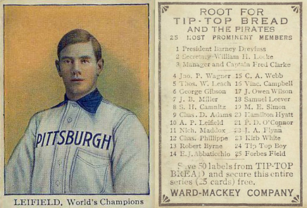 1910 Tip Top Bread Lefty Leifield # Baseball Card