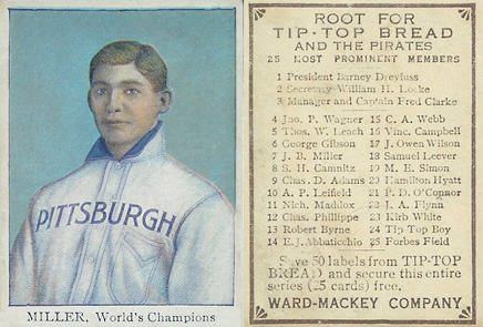 1910 Tip Top Bread Dots Miller # Baseball Card