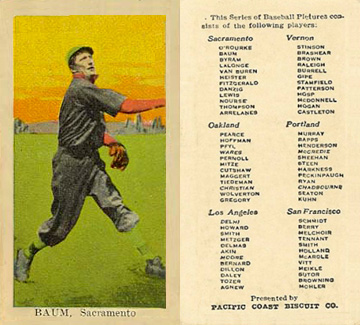 1911 Pacific Coast Biscuit Baum # Baseball Card