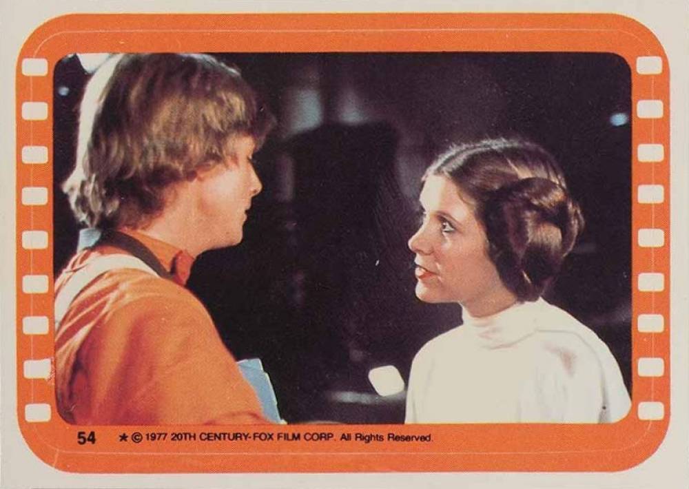 1977 Star Wars Stickers Princess Leia/Luke Skywalker #54 Non-Sports Card