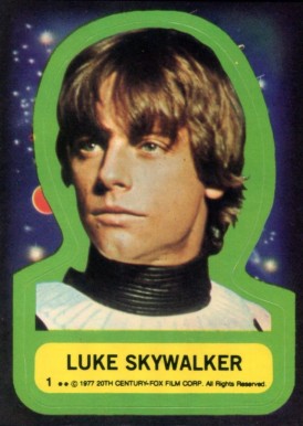 1977 Star Wars Stickers Luke Skywalker #1 Non-Sports Card