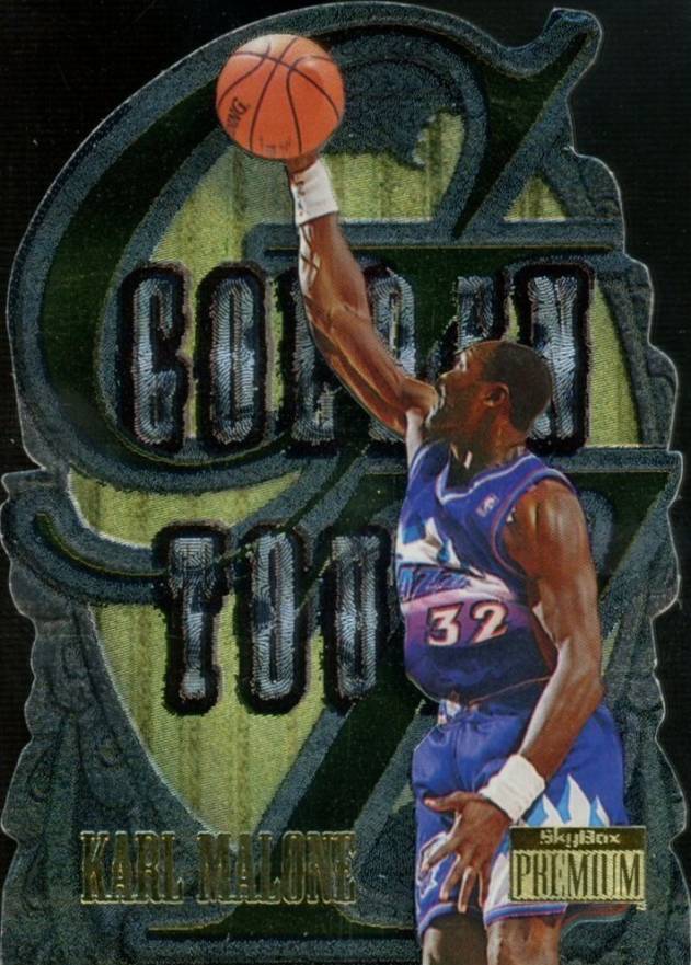1996 Skybox Premium Golden Touch Karl Malone #7 Basketball Card