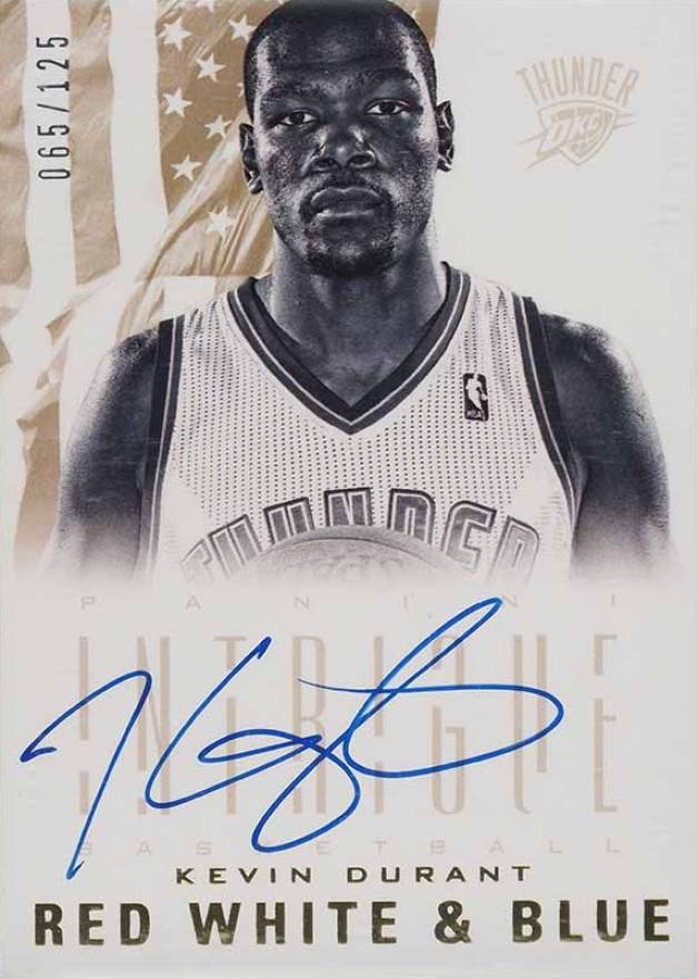 2012 Panini Intrigue Red White & Blue Autographs Kevin Durant #1 Basketball Card