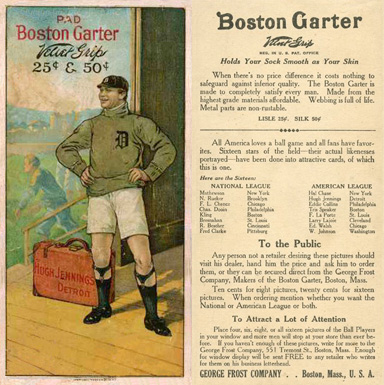 1912 Boston Garter Hugh Jennings #8 Baseball Card