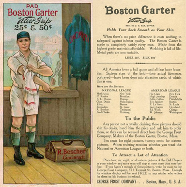 1912 Boston Garter Bob Bescher #1 Baseball Card