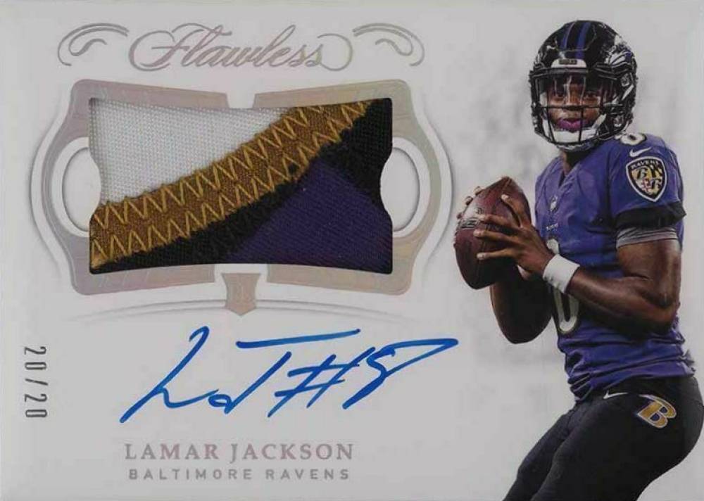 2018 Panini Flawless Rookie Patch Autographs Lamar Jackson #LJ Football Card