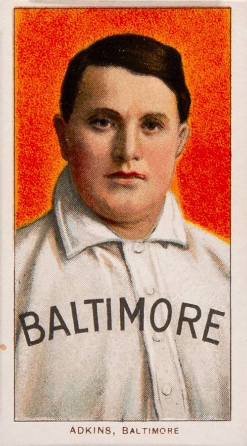 1909 White Borders Piedmont 350  Adkins, Baltimore #5 Baseball Card