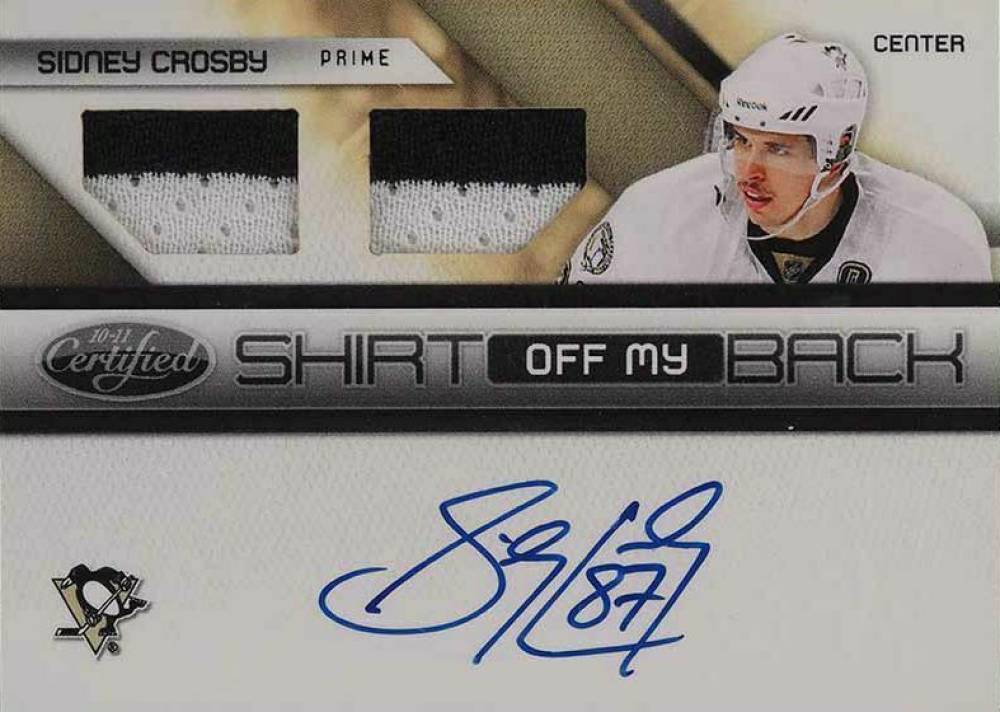 2011 Panini Certified Fabric Of The Game Jersey Number Autographs Prime Sidney Crosby #118 Hockey Card