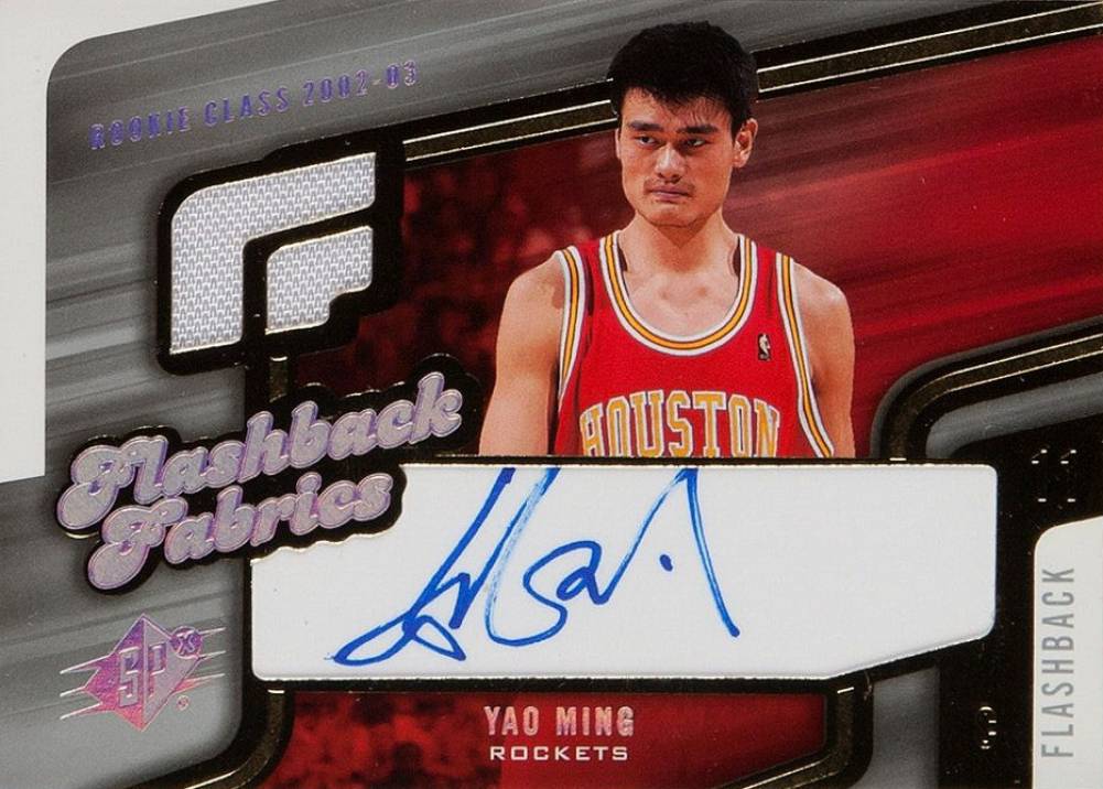 2005 SPx Flashback Fabrics Autograph Yao Ming #FF-YM Basketball Card