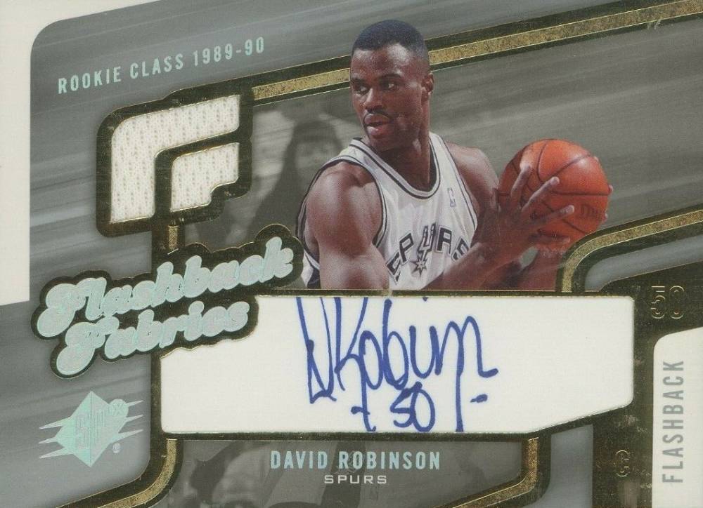 2005 SPx Flashback Fabrics Autograph David Robinson #FF-DR Basketball Card