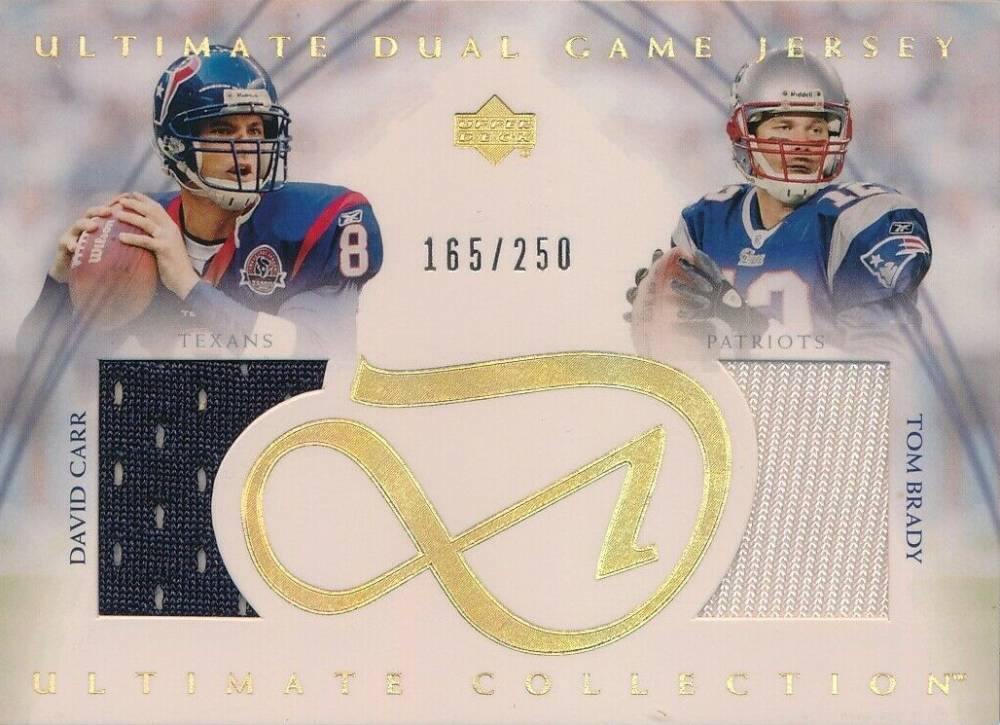 2003 Ultimate Collection Dual Game Jersey David Carr/Tom Brady #UDJCB Football Card