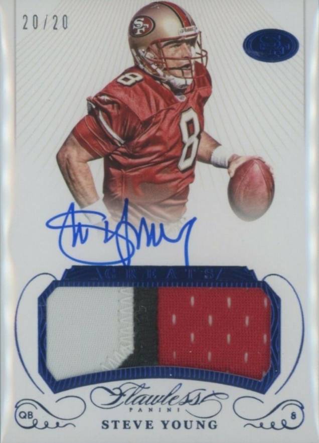 2015 Panini Flawless Greats Patch Autographs Steve Young #GPASY Football Card