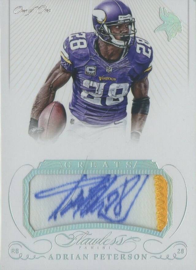 2015 Panini Flawless Greats Patch Autographs Adrian Peterson #GPAAP Football Card