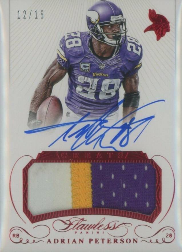 2015 Panini Flawless Greats Patch Autographs Adrian Peterson #GPAAP Football Card