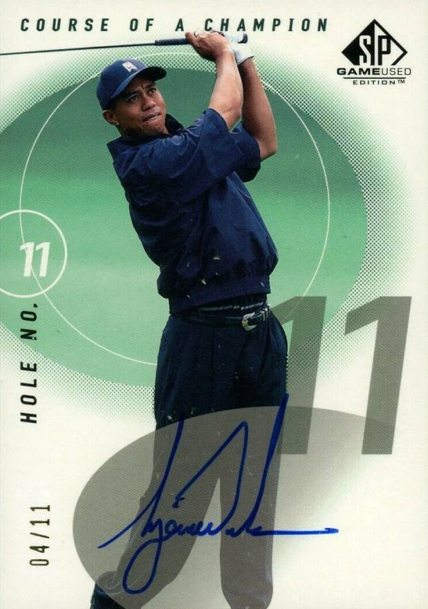 2002 SP Game Used Course of A Champion Autograph Tiger Woods #CC-11 Golf Card