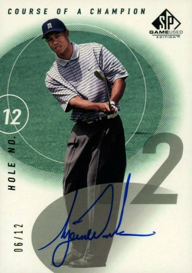 2002 SP Game Used Course of A Champion Autograph Tiger Woods #CC-12 Golf Card