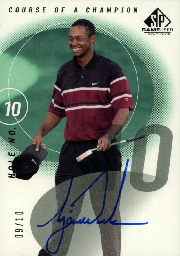 2002 SP Game Used Course of A Champion Autograph Tiger Woods #CC-10 Golf Card