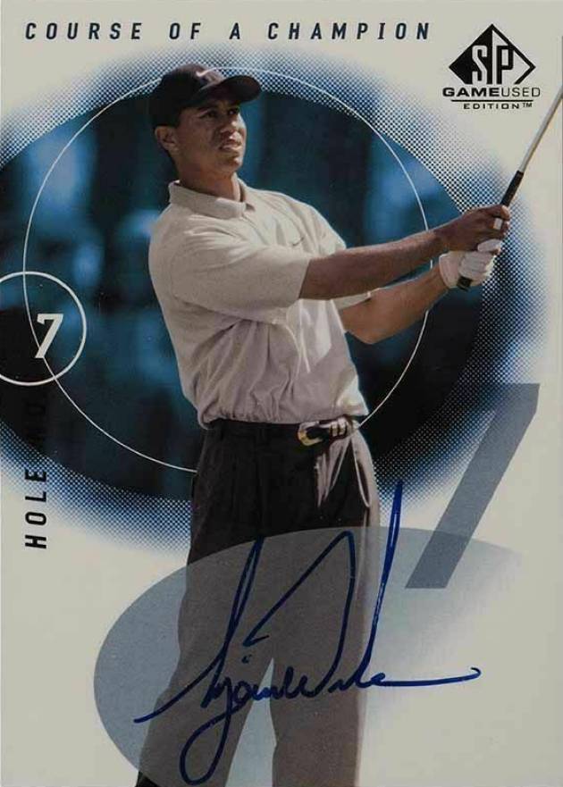 2002 SP Game Used Course of A Champion Autograph Tiger Woods #CC-7 Golf Card