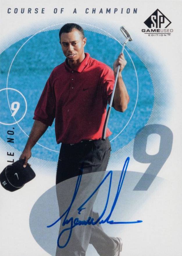 2002 SP Game Used Course of A Champion Autograph Tiger Woods #CC-9 Golf Card