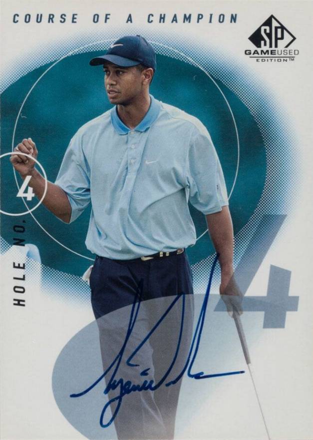 2002 SP Game Used Course of A Champion Autograph Tiger Woods #CC-4 Golf Card
