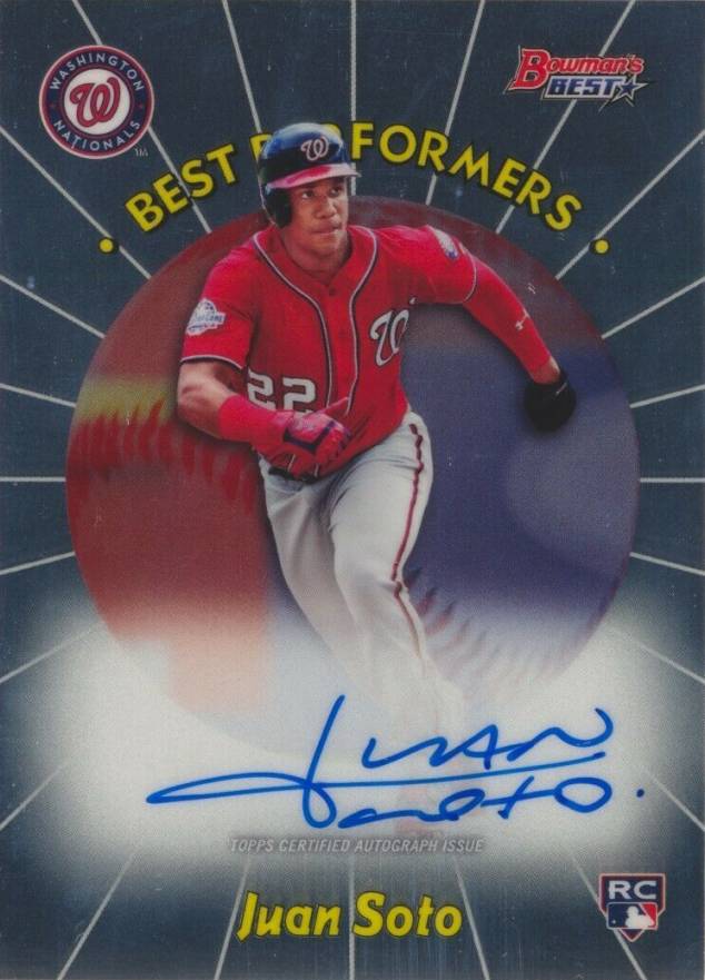 2018 Bowman's Best 1998 Best Performers Autographs Juan Soto #JS Baseball Card