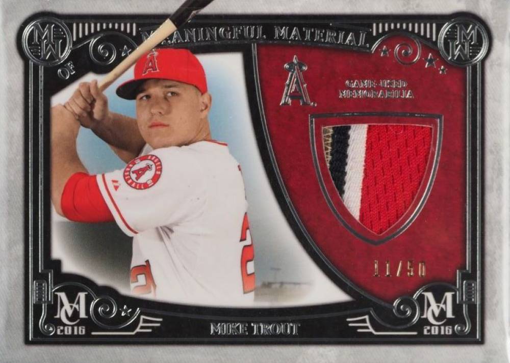 2016 Topps Museum Collection Meaningful Material Prime Relic Mike Trout #MTR Baseball Card