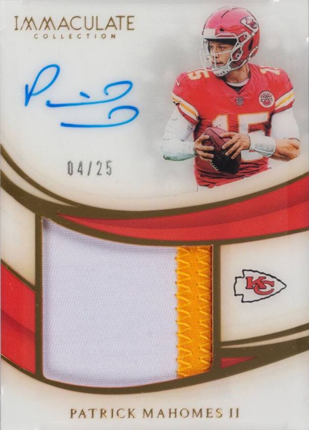 2019 Panini Immaculate Collection Premium Patch Autograph Patrick Mahomes II #PMA Football Card