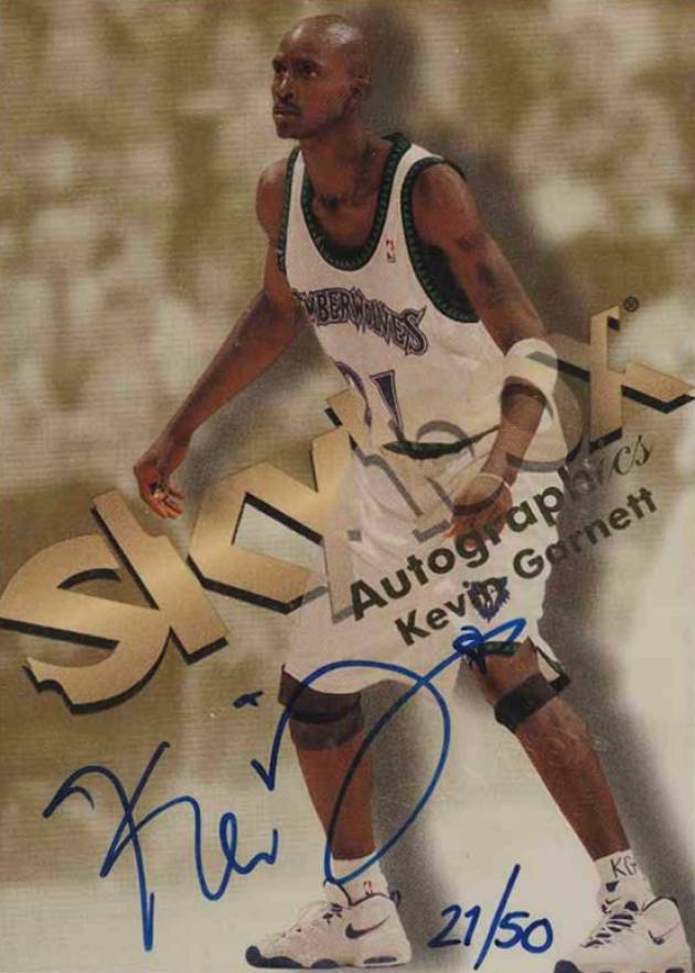 1998 Skybox Premium Autographics Kevin Garnett # Basketball Card
