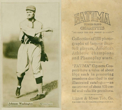 1914 Fatima Player Cards Walter Johnson #20 Baseball Card