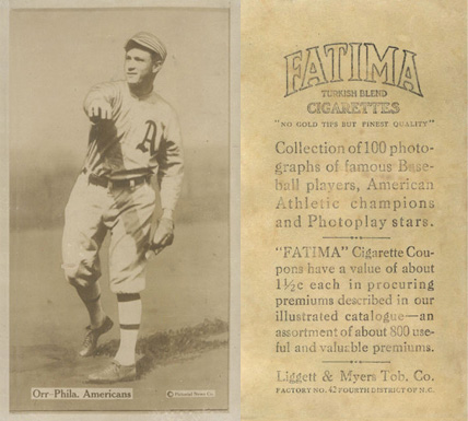 1914 Fatima Player Cards Bill Orr # Baseball Card