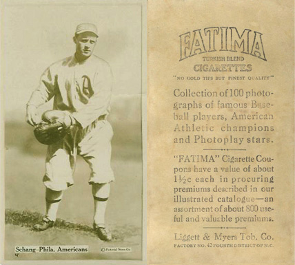1914 Fatima Player Cards Wally Schang # Baseball Card