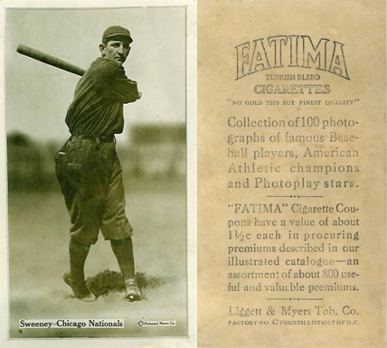 1914 Fatima Player Cards Bill Sweeney # Baseball Card