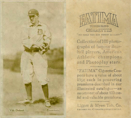 1914 Fatima Player Cards Ossie Vitt # Baseball Card