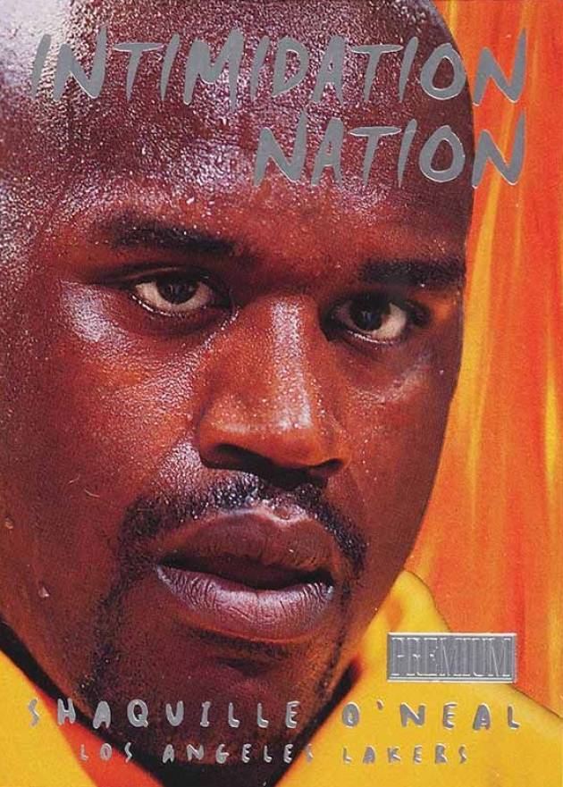 1998 Skybox Premium Intimidation Nation Shaquille O'Neal #1 Basketball Card