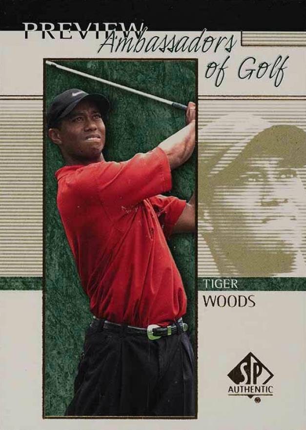 2001 SP Authentic Previews Tiger Woods #51 Golf Card