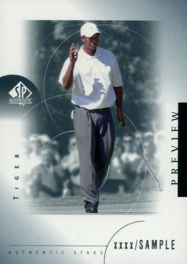 2001 SP Authentic Previews Tiger Woods #21 Golf Card