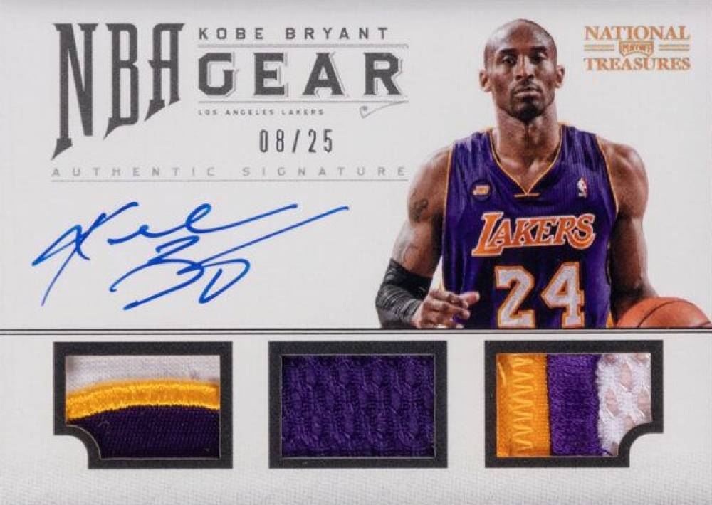 2012 Panini National Treasures NBA Gear Trios Signatures Kobe Bryant #2 Basketball Card